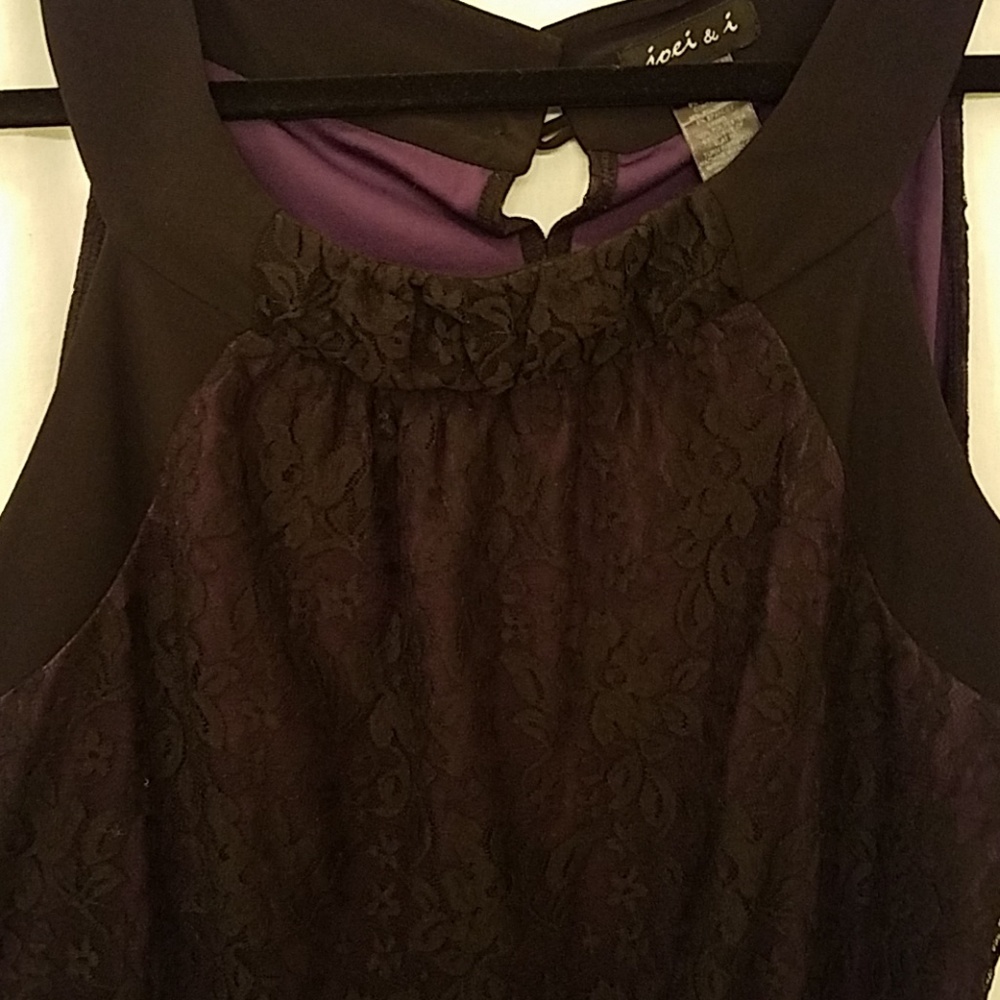 Black Lace Overlay Top - L